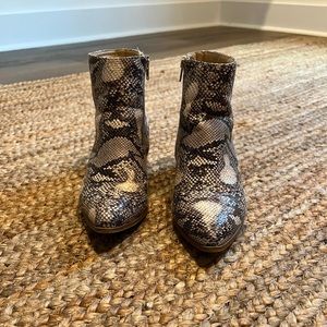 faux snakeskin booties- worn once for pictures